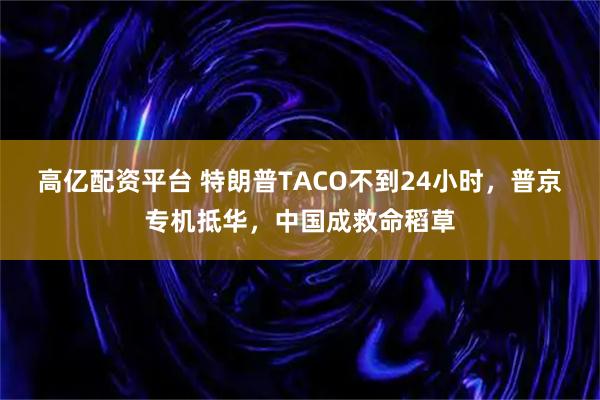 高亿配资平台 特朗普TACO不到24小时，普京专机抵华，中国成救命稻草